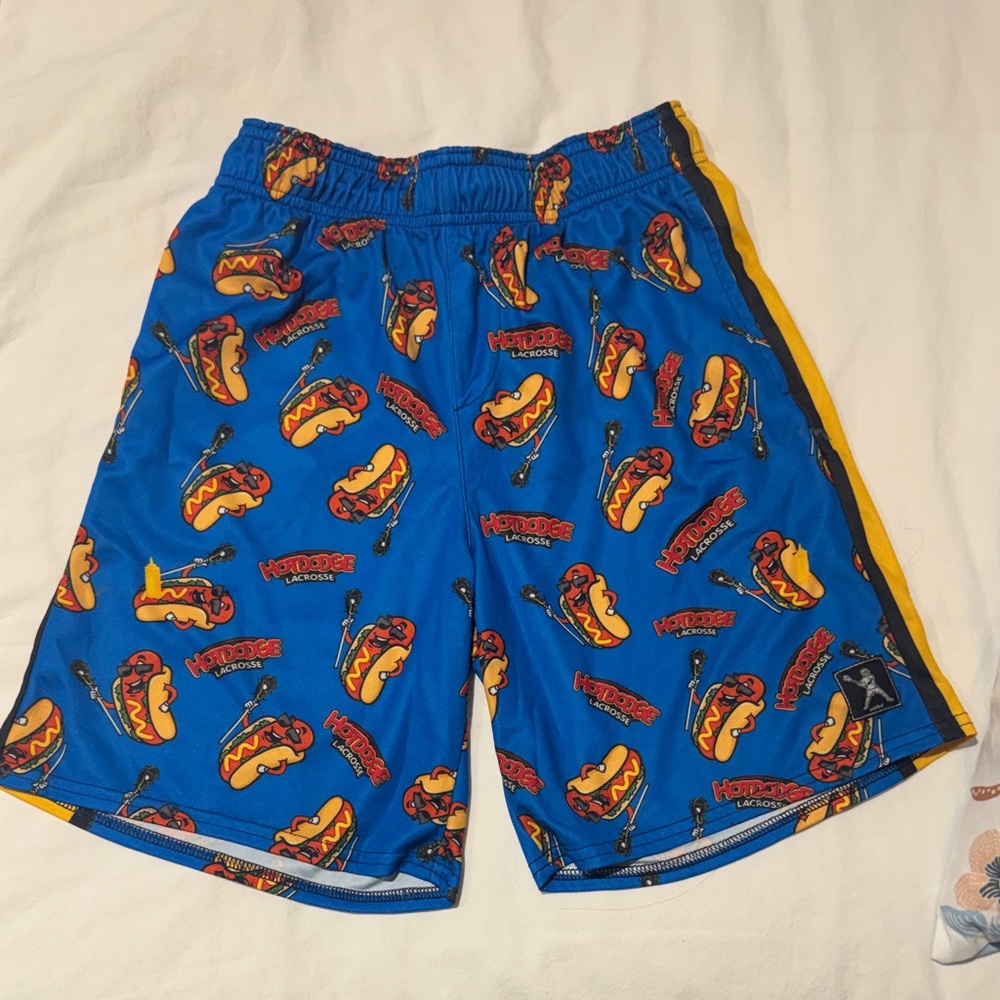 Lacrosse Unlimited Hotdog Print Kids Athletic Shorts